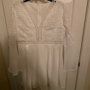 NWOT White 3/4 Sleeve dress bell sleeves cruise All White Party Womens Large.
